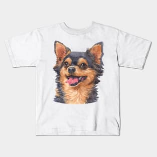 Black and Tan Chihuahua Watercolor Art Kids T-Shirt